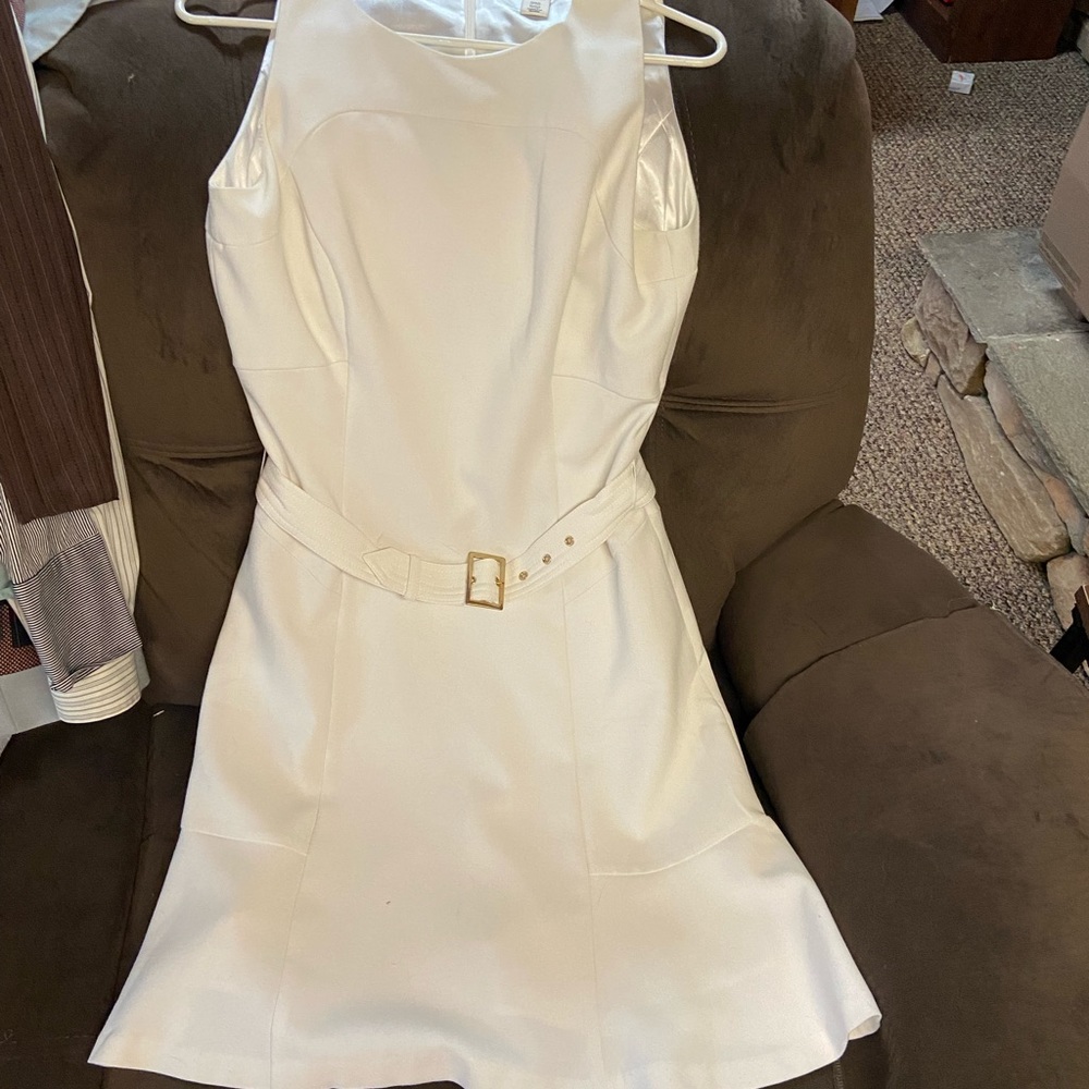 White House black market white sleeveless dress
